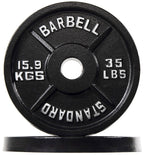 Fitvids Olympic 2-Inch Cast Iron Plate Weight Plate For Strength Training And Weightlifting, Vintage Style, 35Lb Pair
