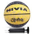 Nivia Combo Graffiti Rubber Moulded Basketball Size  7 Blue/Orange with Ball Pump 6inch