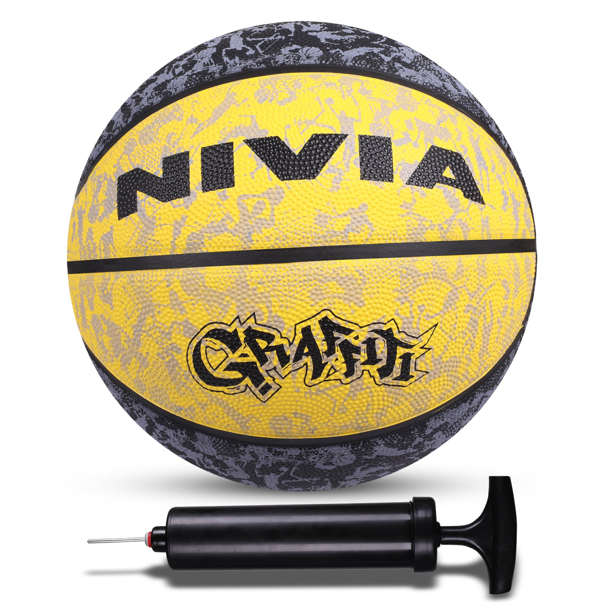 Nivia Combo Graffiti Rubber Moulded Basketball Size  7 Blue/Orange with Ball Pump 6inch