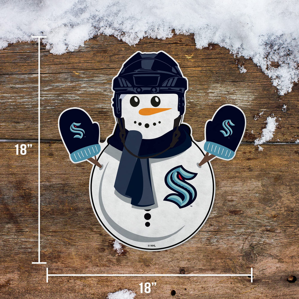 Rico Industries Nhl Hockey Seattle Kraken Snowman Shape Cut Pennant - Home And Living Room D  Cor - Soft Felt Ez To Hang