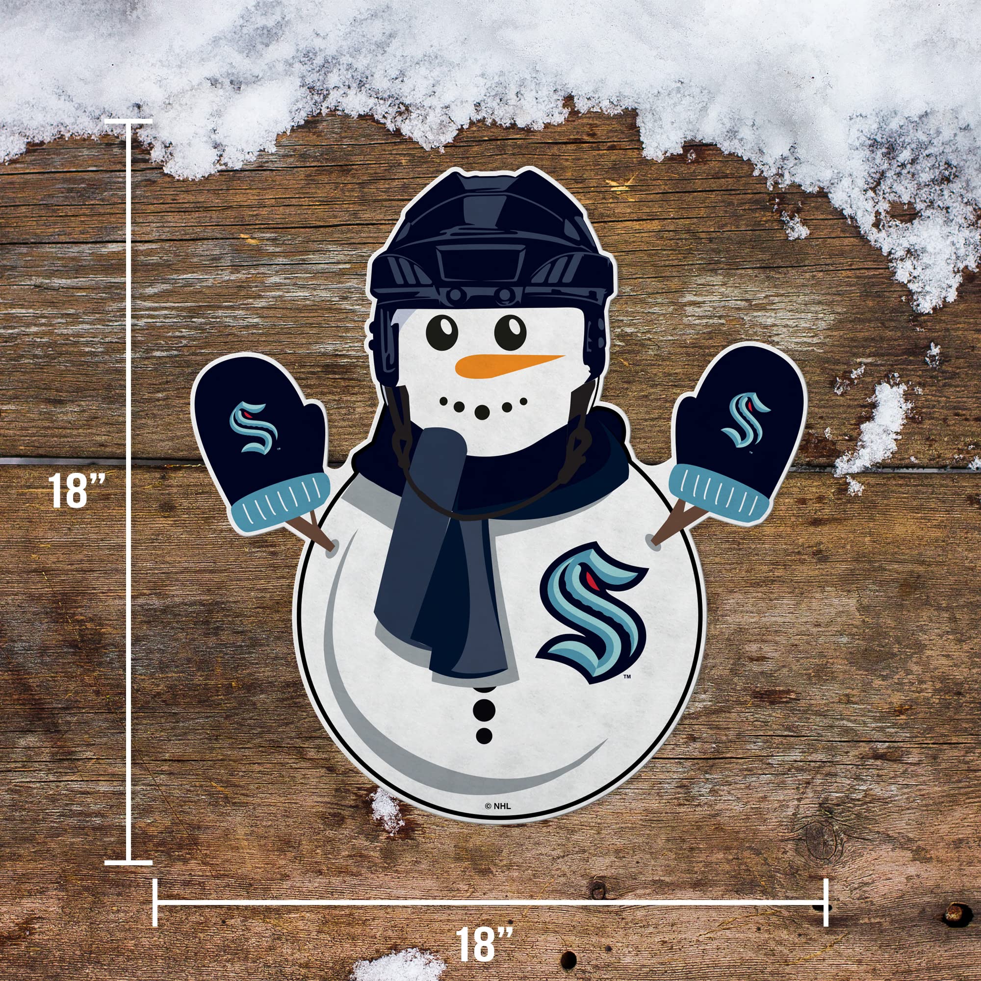 Rico Industries Nhl Hockey Seattle Kraken Snowman Shape Cut Pennant - Home And Living Room D  Cor - Soft Felt Ez To Hang