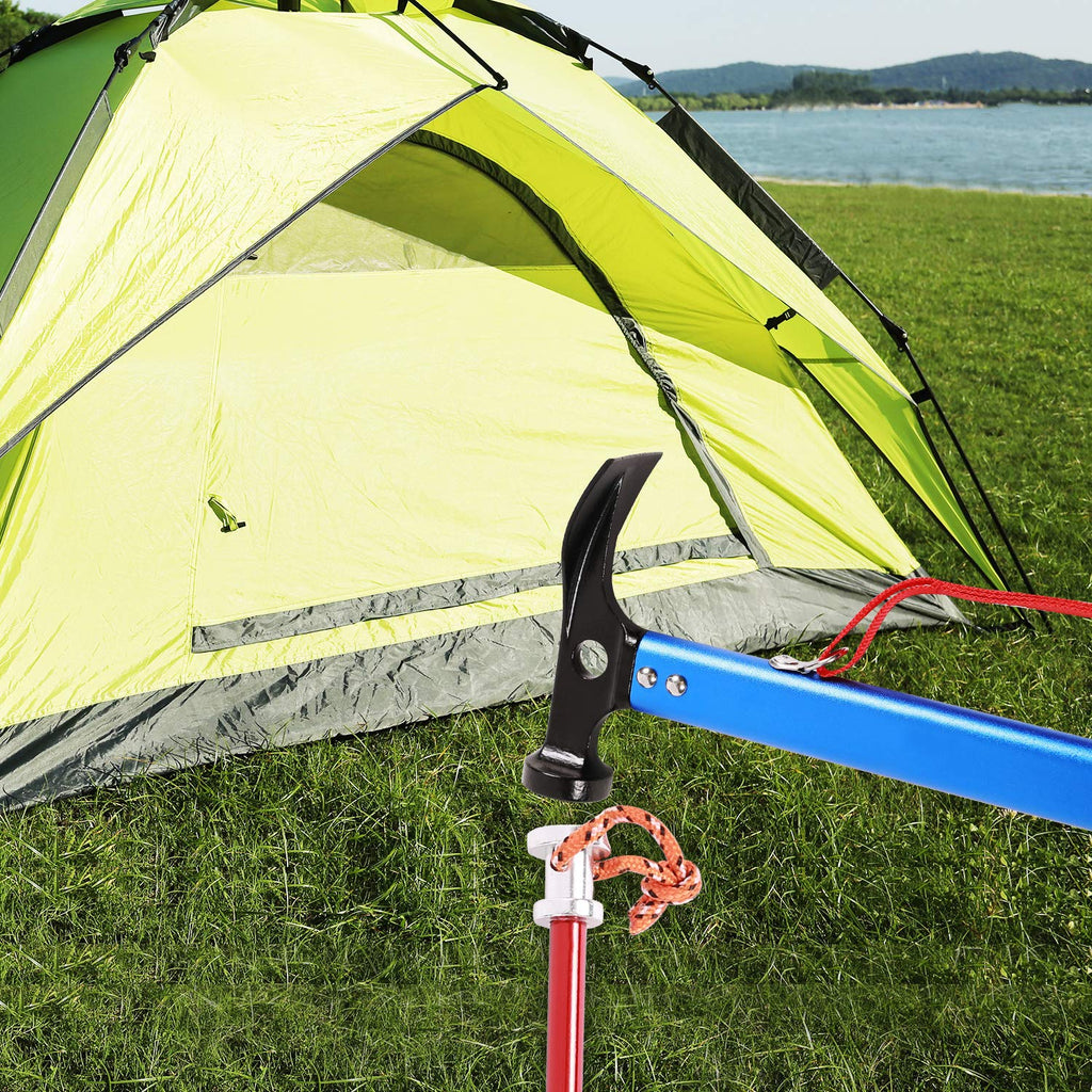 Redcamp Aluminum Camping Hammer With Hook, 12'' Lightweight Multi-Functional Tent Stake Hammer, Portable Camp Stake Mallet, Blue