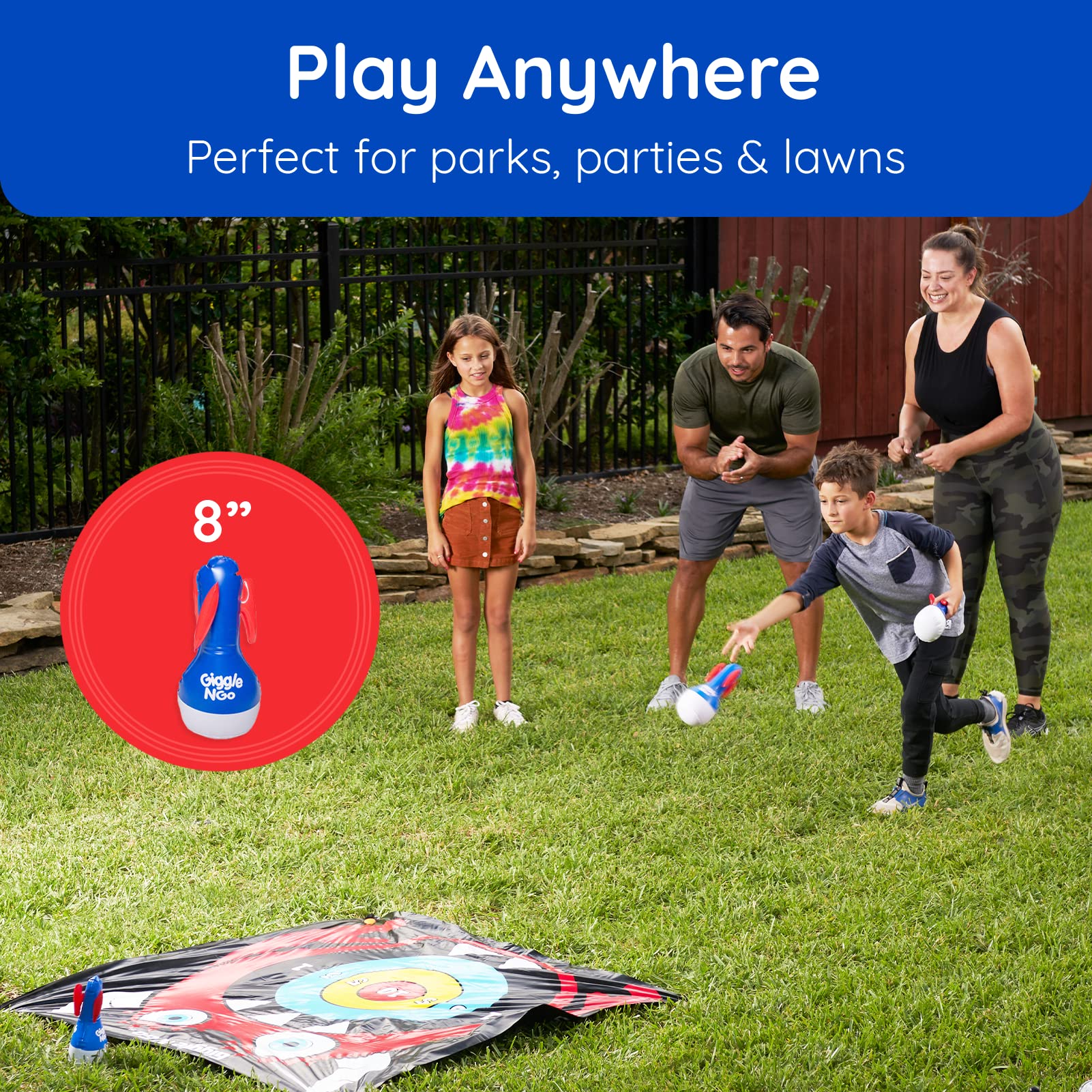 Giggle N Go Outdoor Games For Kids, Adults & Family - The Original Flarts Floor And Yard Darts Game With Inflatable Pins, Lawn P