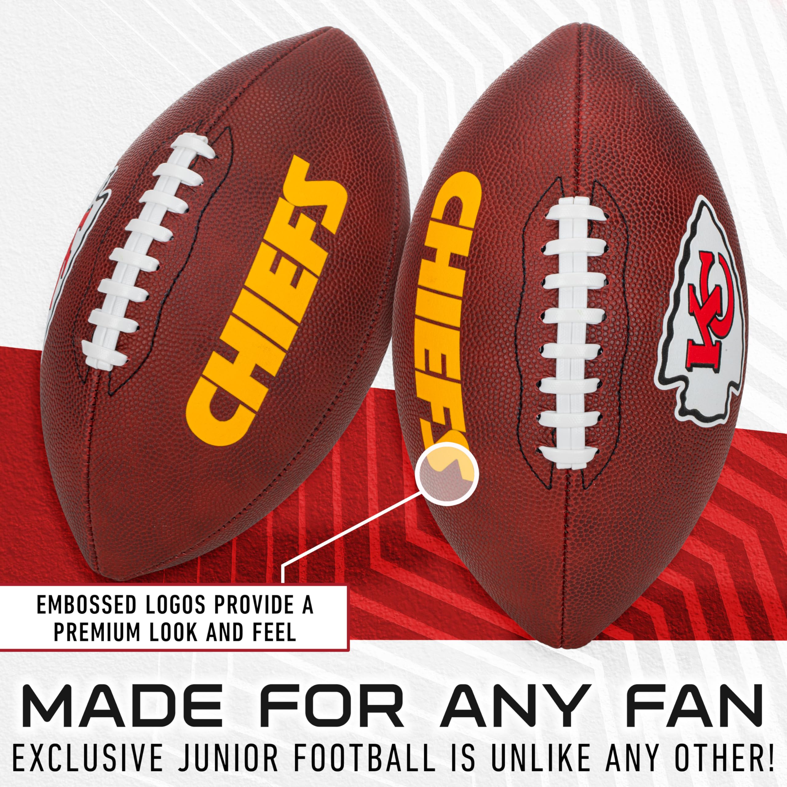 Franklin Sports Nfl Kansa City Chiefs Football - Youth Junior Size Football For Kids - Official Nfl Team Logo + Colors Youth Bal