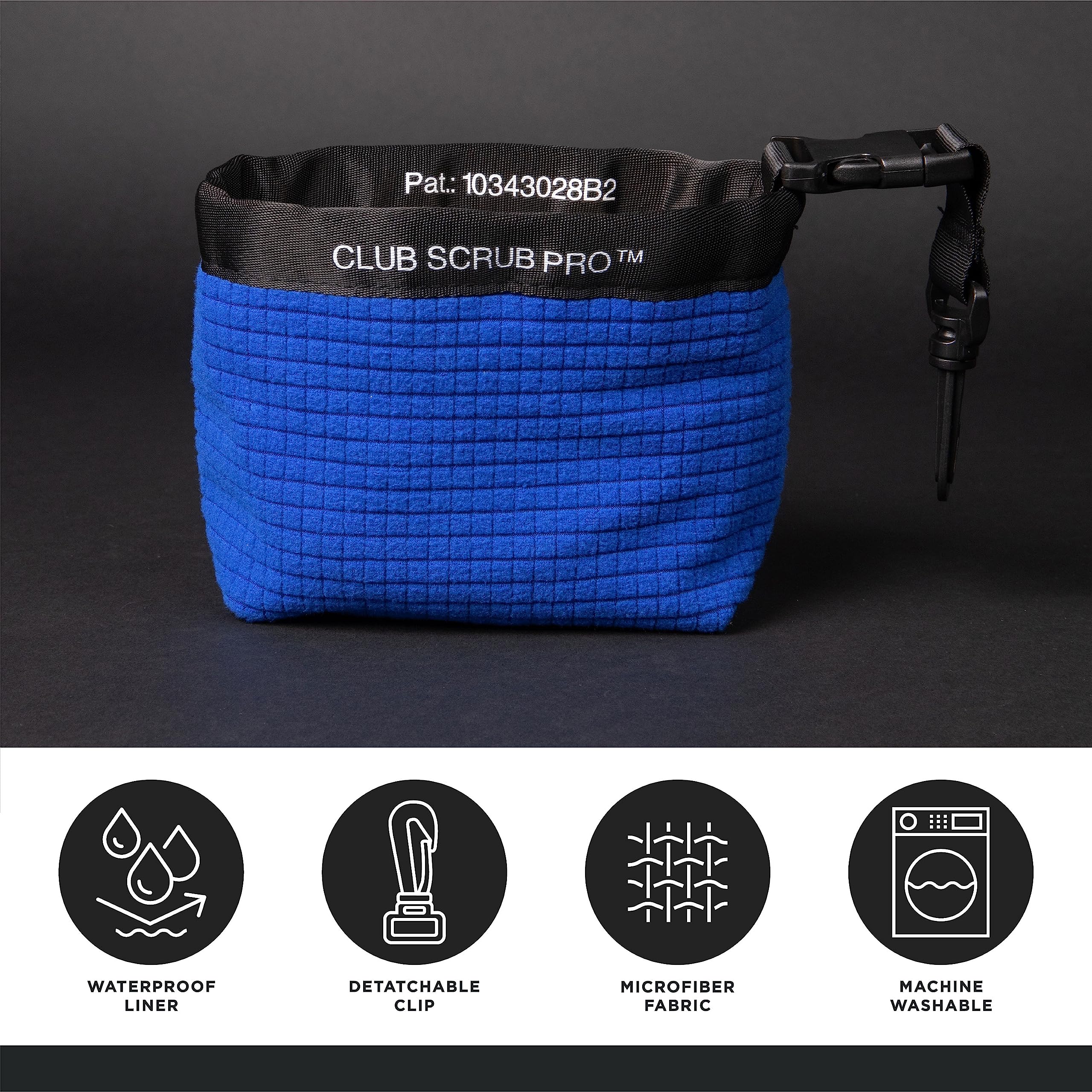 Club Scrub Golf Club And Golf Ball Cleaning Bag, Waterproof Clean Face Technology Liner, Perfectly Dry Microfiber Exterior, Deta