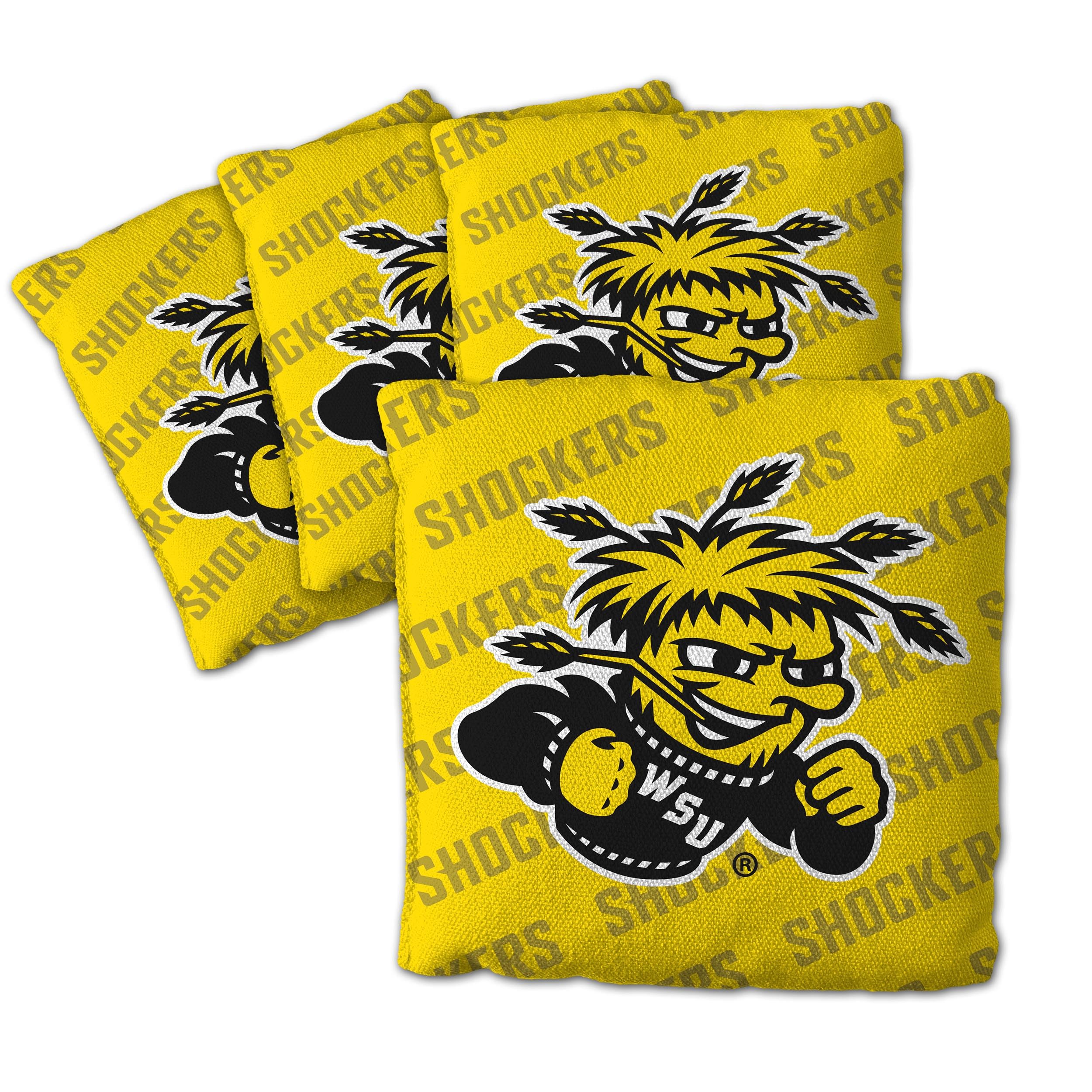 YouTheFan Officially-Licensed NCAA Wichita State Shockers Set of 4 Cornhole Bags - All Weather Regulation 6    x 6    Size - 16o