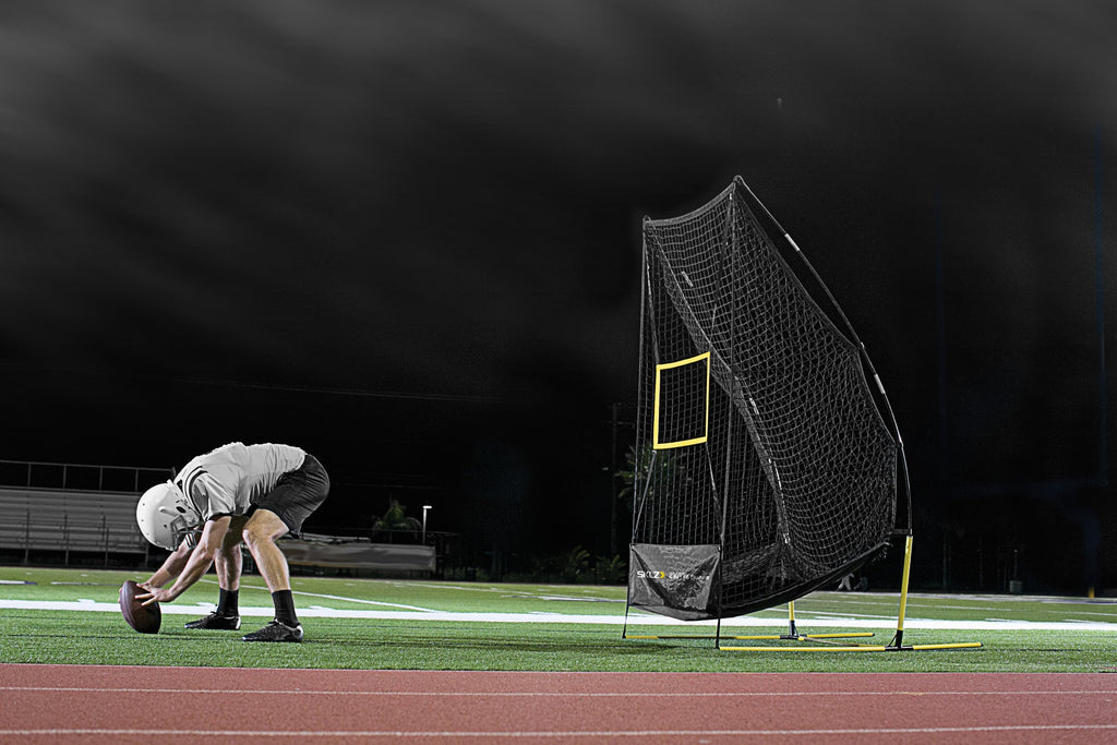 SKLZ Quickster 4-in-1 Multi-Skill Football Net for Pass, Punt, Kick and Snap Training,Black/yellow