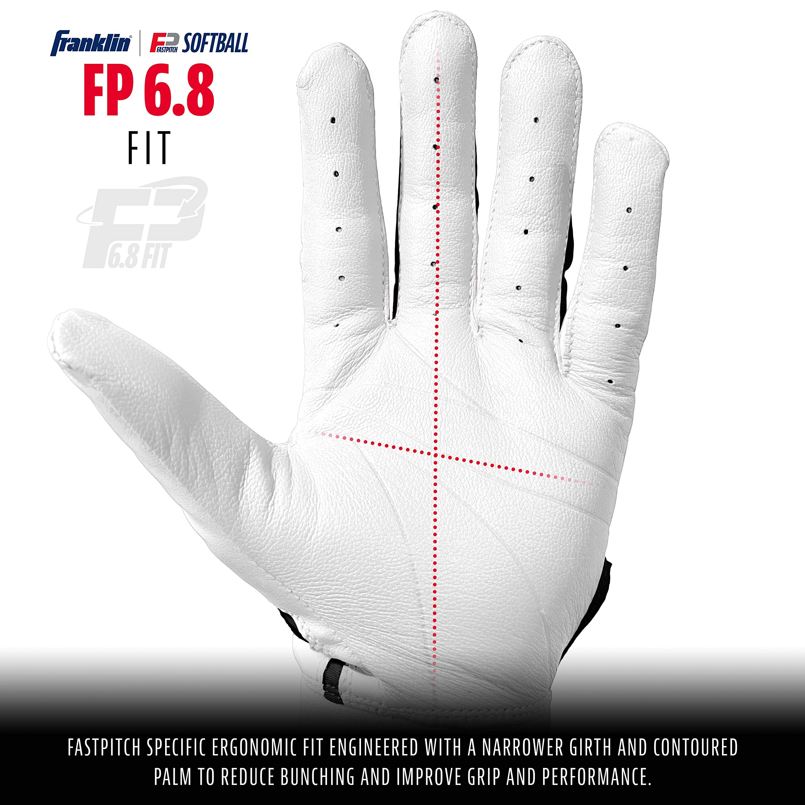 Franklin Sports Cfx Fp Softball Batting Gloves Pair, Women'S Large, White/Black