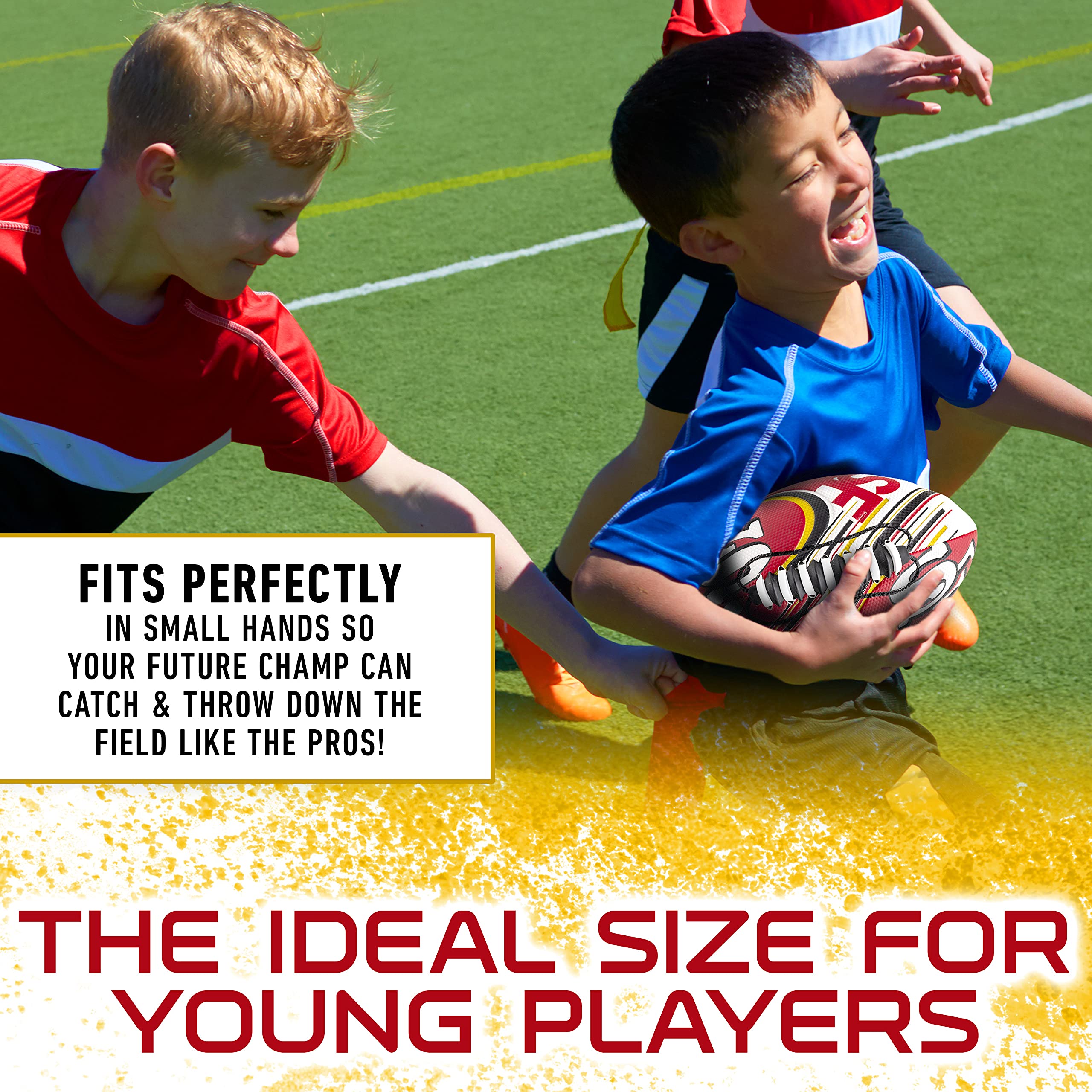 Franklin Sports Nfl San Francisco 49Ers Football - Youth Mini Football - 8.5'' Junior Size Ball - Spacelace Easy Grip Texture- P