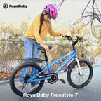 RoyalBaby Freestyle-7 Toddlers Kids Bike 12 Inch Wheel Dual Handbrakes Bicycle Beginners Boys Girls Ages 3-4 Years, Blue