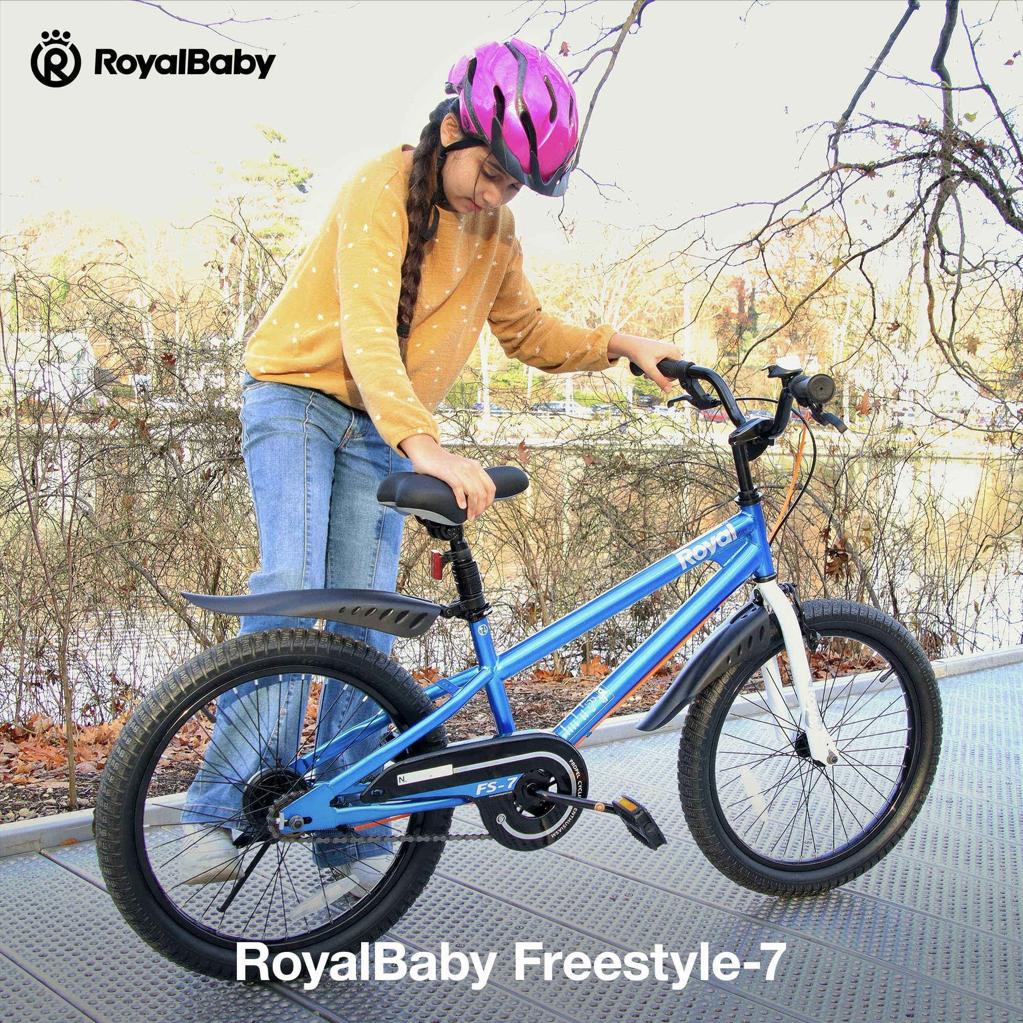 RoyalBaby Freestyle-7 Toddlers Kids Bike 12 Inch Wheel Dual Handbrakes Bicycle Beginners Boys Girls Ages 3-4 Years, Blue