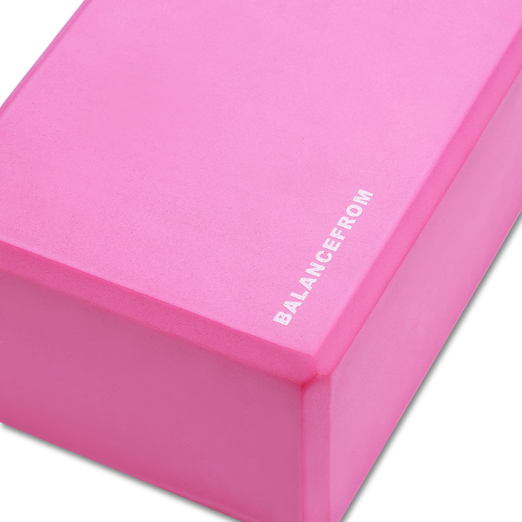 Fitvids Set of 2 High Density Yoga Blocks, 9x6x4 Each, Pair (Pink)