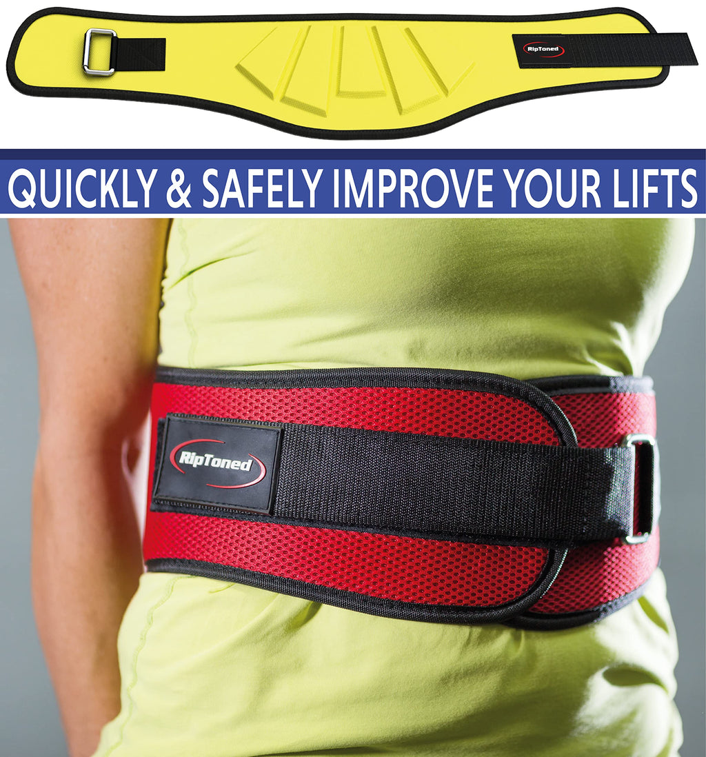 Rip Toned 6In Weightlifting Belt, Powerlifting, Bodybuilding Belt Men & Women, Back Support Weight Lifting (Red, Small)