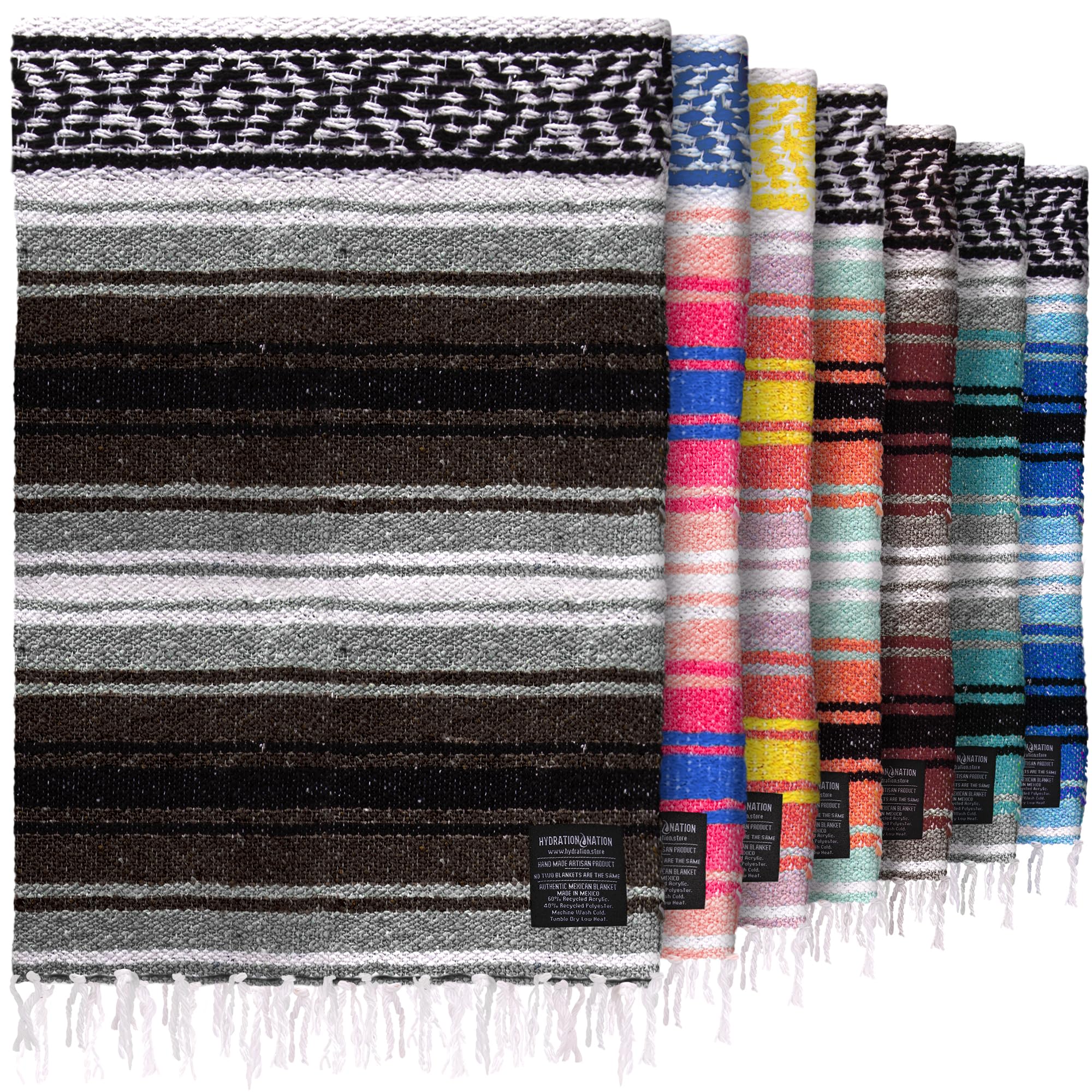 Authentic Extra Large Mexican Blanket - 70X50 Handwoven Yoga, Serape, Artisanal Falsa, Beach, Camping, Picnic, Outdoor Blanket (