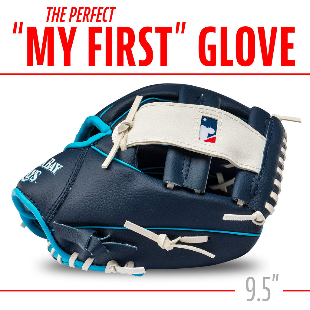 Franklin Sports Mlb Youth Teeball Glove And Ball Set - Kids Tampa Bay Rays Baseball And Teeball Glove And Ball - Perfect First K