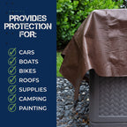 Tarp Cover Brown/Silver Heavy Duty Thick Material Water Proof Tear Proof Uv Resistant Reinforced Edges Boat Tent Rv Or Pool Cove