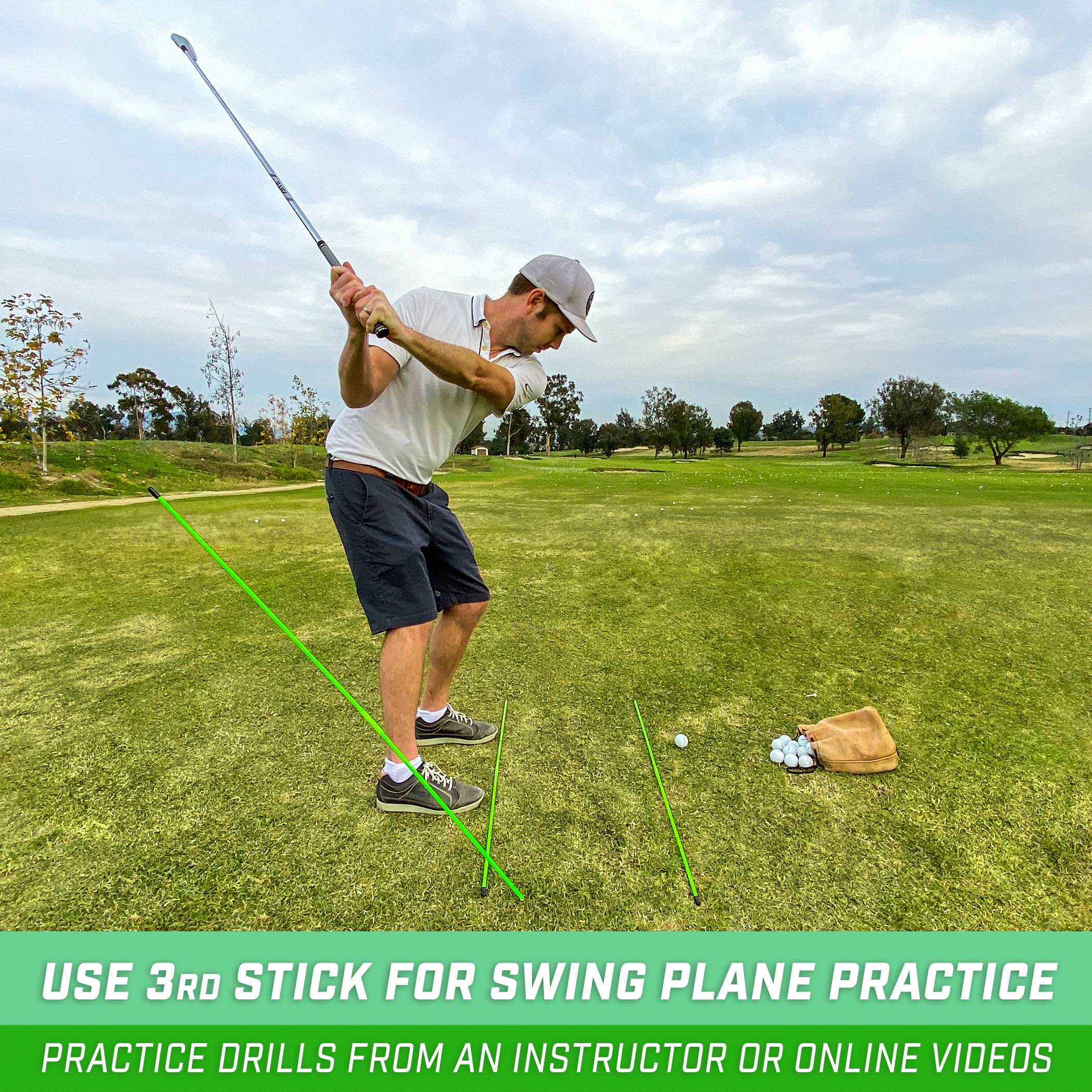 Gosports Golf Alignment Training Sticks 3 Pack - 48 Inch Golf Alignment Aid Practice Rods