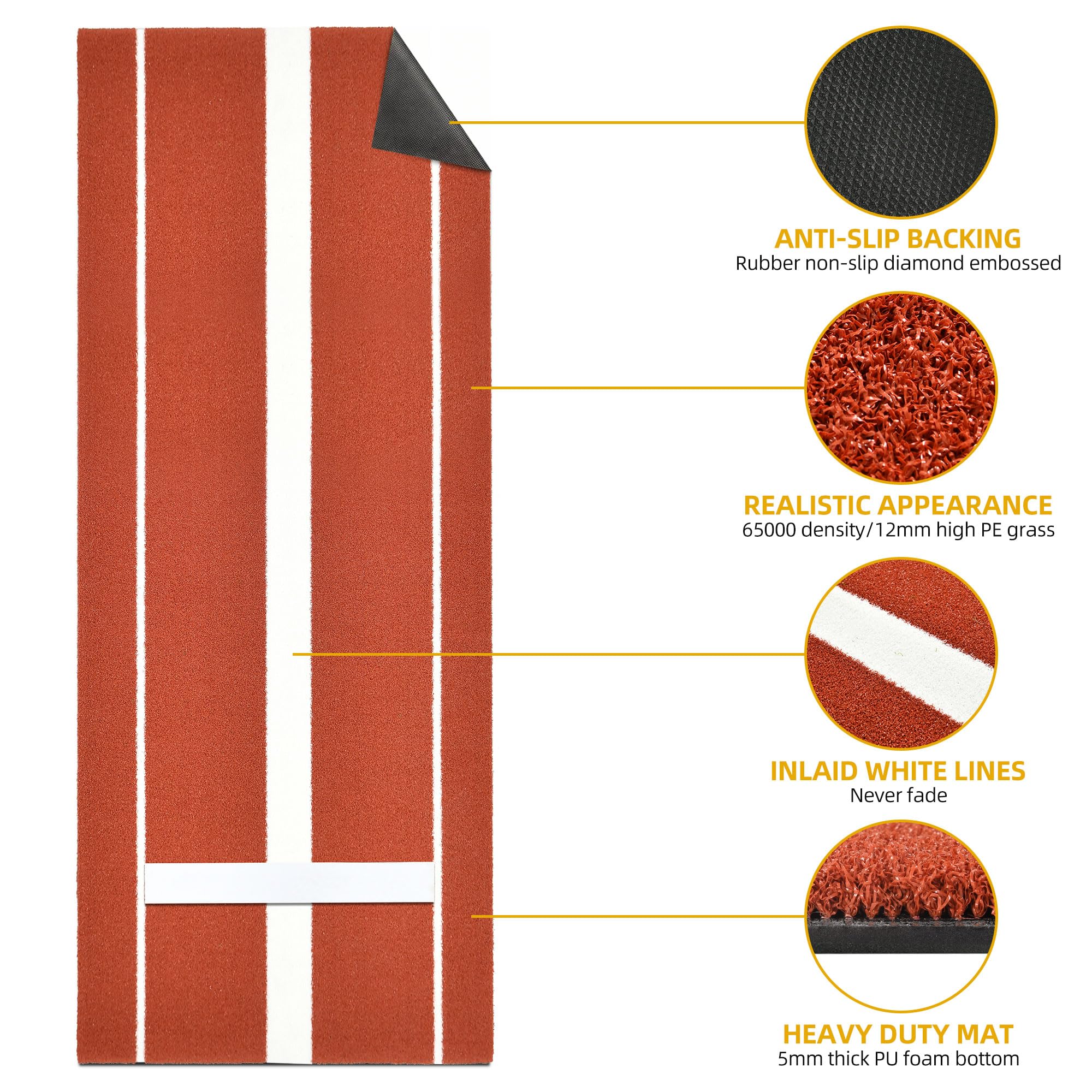 Shopsource Softball Pitching Mat, 10 x 3 FT Baseball Training Surface, Upgraded Anti-Slip With Stitched Embroidery Turf, Soft Ru