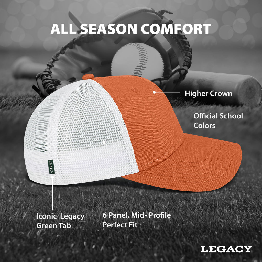 Legacy NCAA Officially Licensed Baseball Hat, Texas Longhorns, Lightweight Cap for Men & Women, Mid-Pro Snapback Adjustable (MPS
