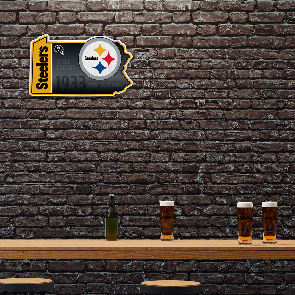 Rico Industries Nfl Football Pittsburgh Steelers State Shape Shape Cut Pennant - Home And Living Room D  Cor - Soft Felt Ez To H