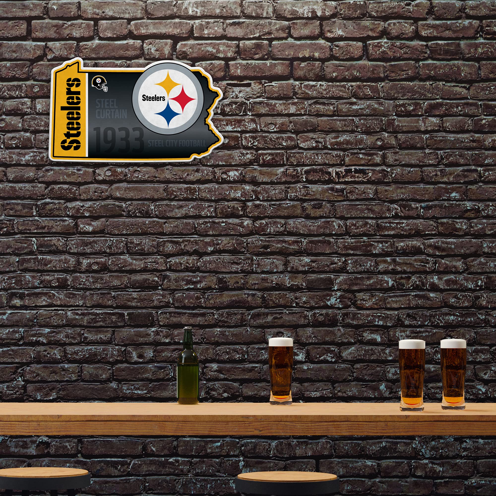Rico Industries Nfl Football Pittsburgh Steelers State Shape Shape Cut Pennant - Home And Living Room D  Cor - Soft Felt Ez To H