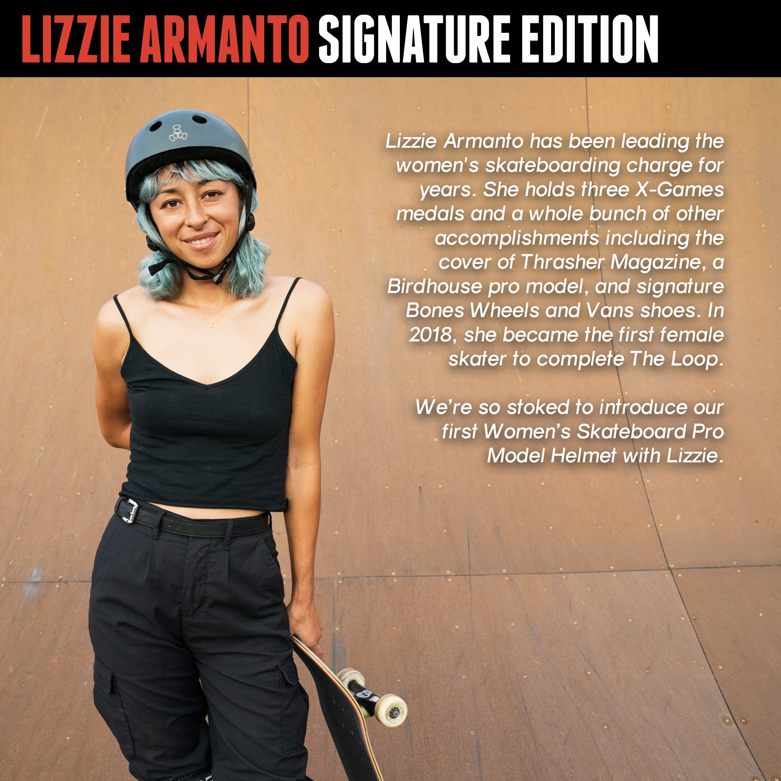 Triple Eight The Certified Sweatsaver Helmet For Skateboarding, Bmx, And Roller Skating, Lizzie Armanto Signature Edition, Xs/Sm