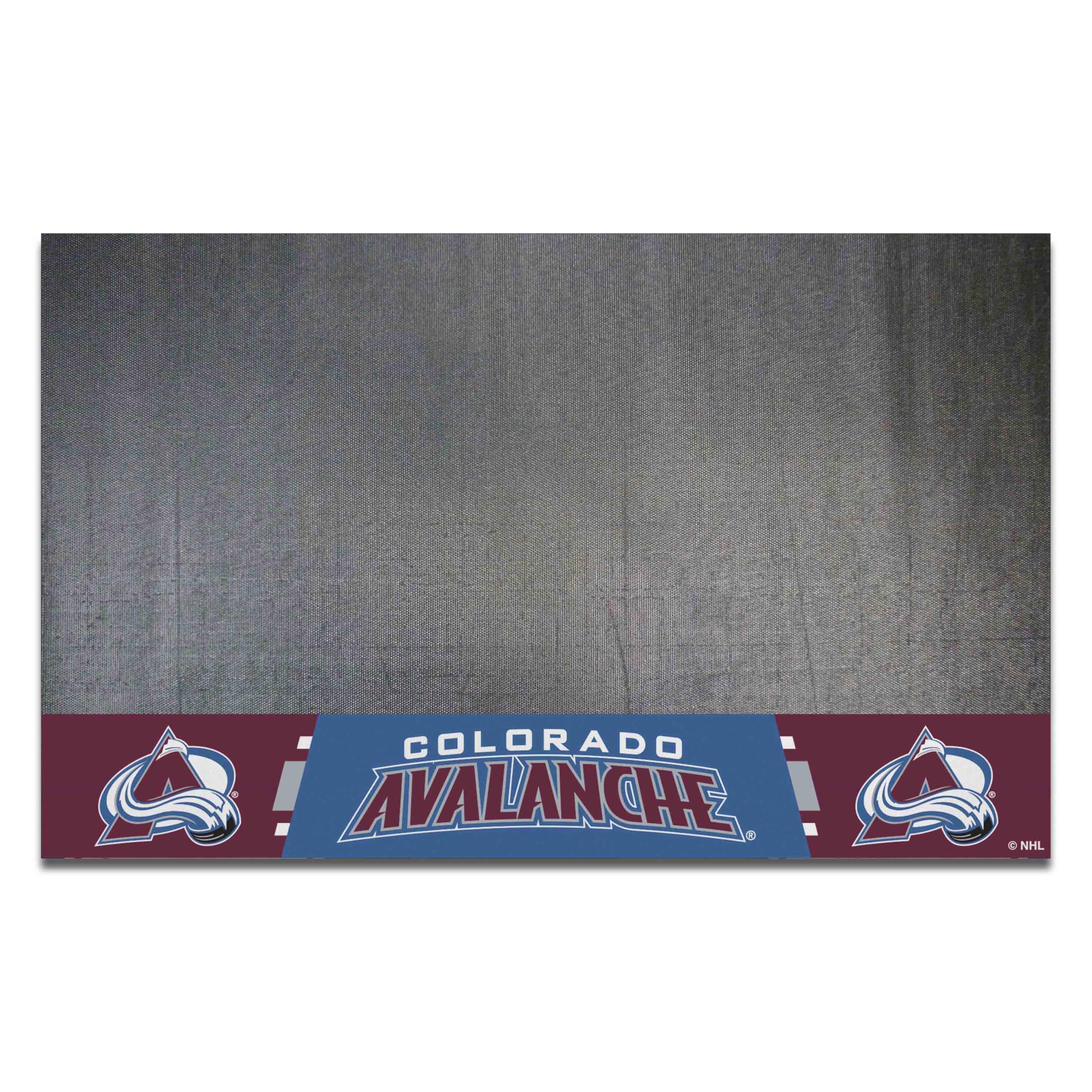 FANMATS 14231 Colorado Avalanche Vinyl Grill Mat - 26in. x 42in. - Deck Patio Protective Mat | Oil, flame, and UV resistant