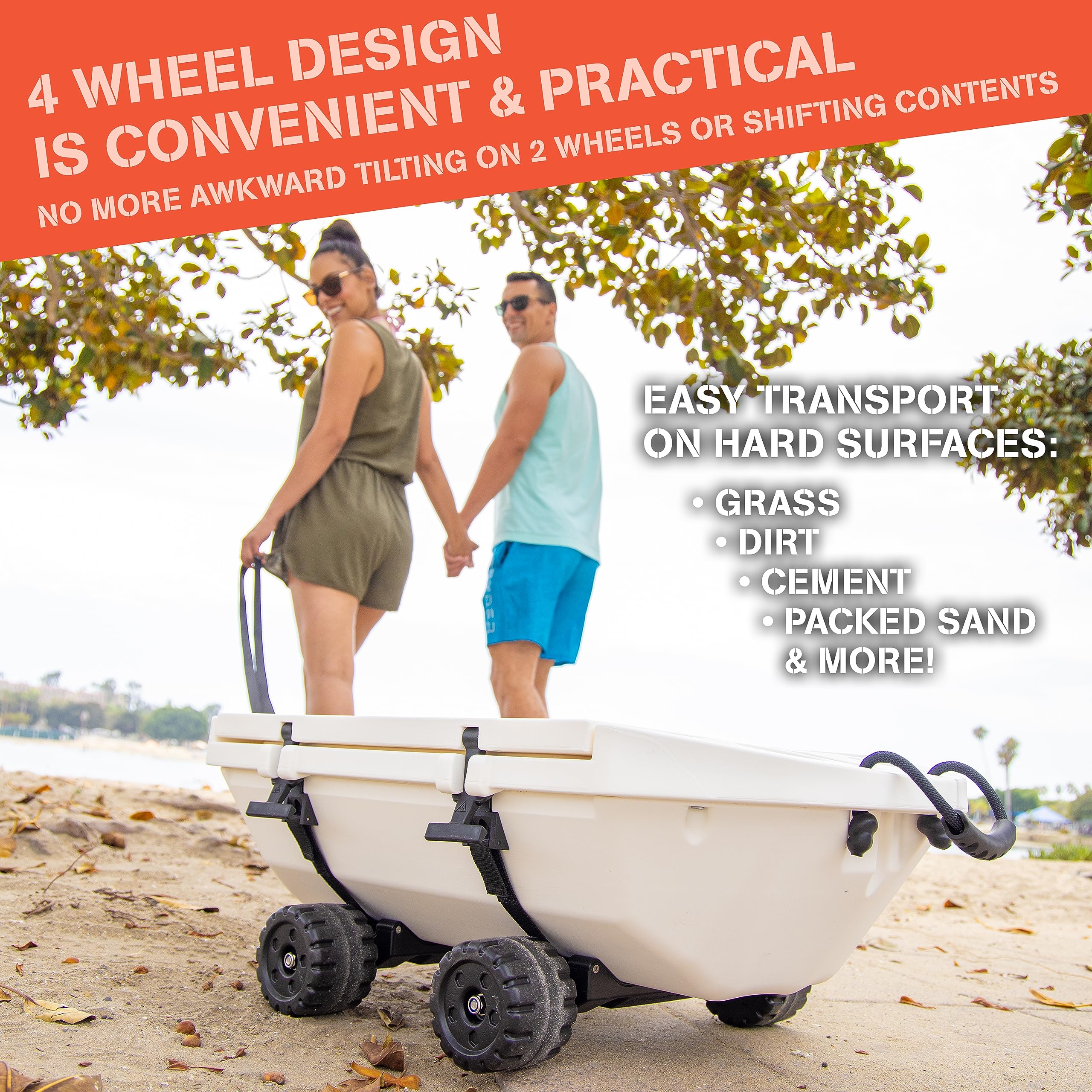 Cuddy Crawler Cooler with Wheels - 40 QT Amphibious Floating Cooler and Dry Storage Vessel - White