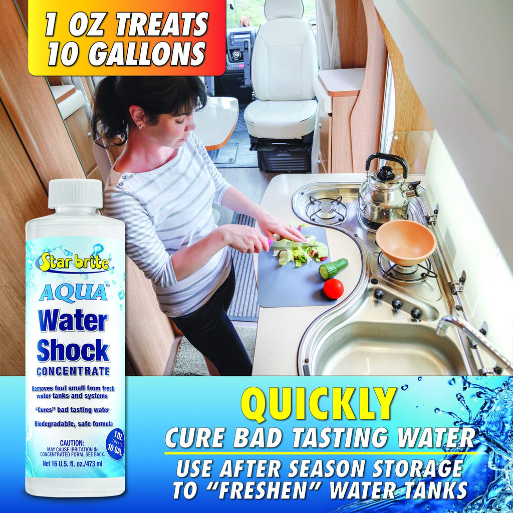 Star Brite Aqua Water Shock For Boats & Rvs - Instant Odor & Bad Taste Remover For Potable Water, 16 Ounce (097116)