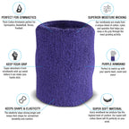 Suddora 4 Inch Arm Sweatbands - Thick Cotton Armbands For Gymnastics, Basketball, Tennis, Football (Purple)
