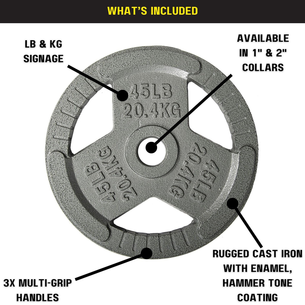 Hulkfit 2-Inch Iron Plate For Strength Training, Weightlifting, Single (35 Pounds), Silver
