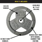 Hulkfit 2-Inch Iron Plate For Strength Training, Weightlifting, Single (35 Pounds), Silver