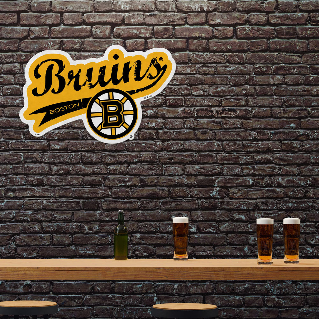 Rico Industries Nhl Boston Bruins Distressed Shape Cut Pennant - Home And Living Room D  Cor - Soft Felt Ez To Hang