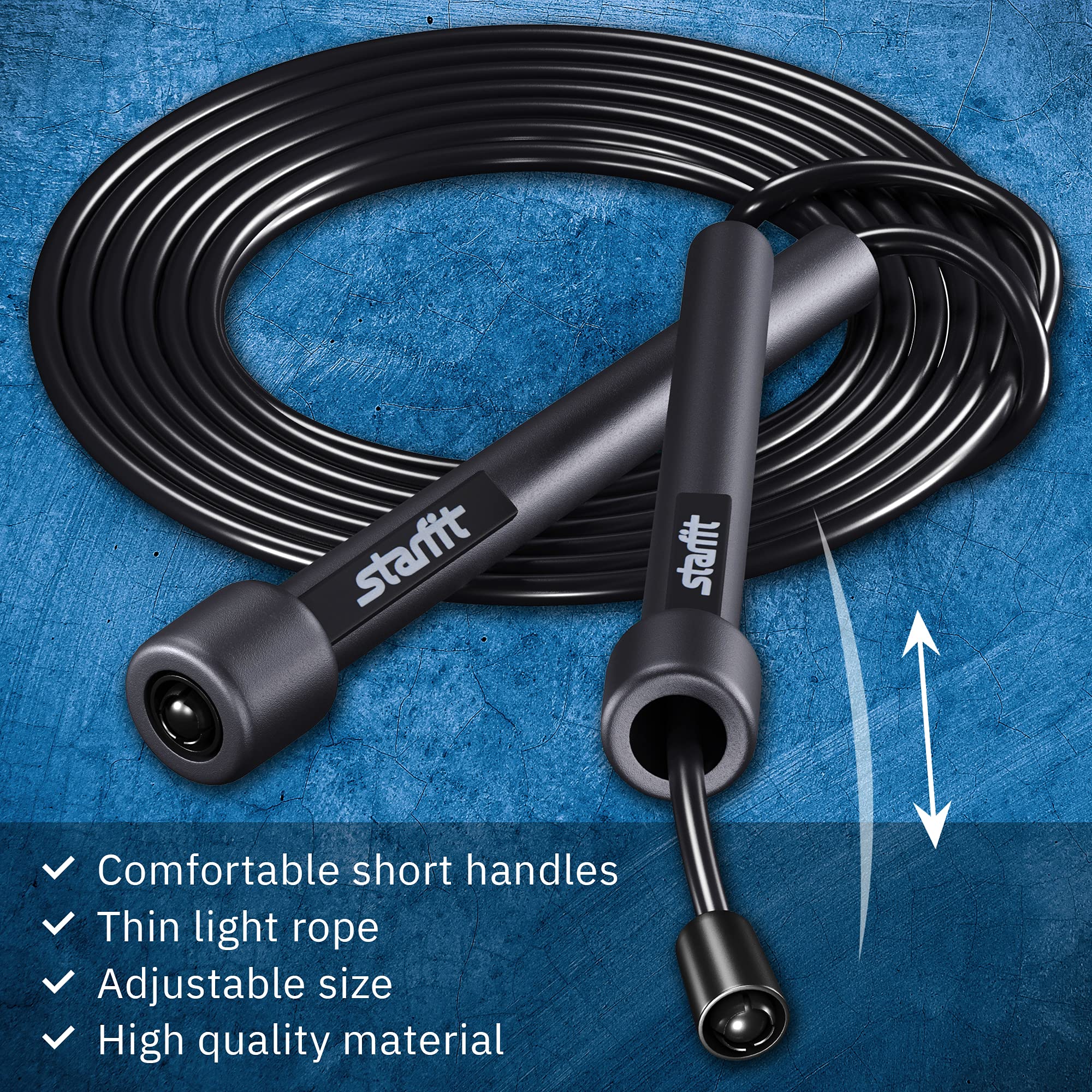 Starfit Lightweight Jump Rope 2Pcs For Fitness And Exercise - Adjustable Jump Ropes With Plastic Handles - Tangle-Free Skipping