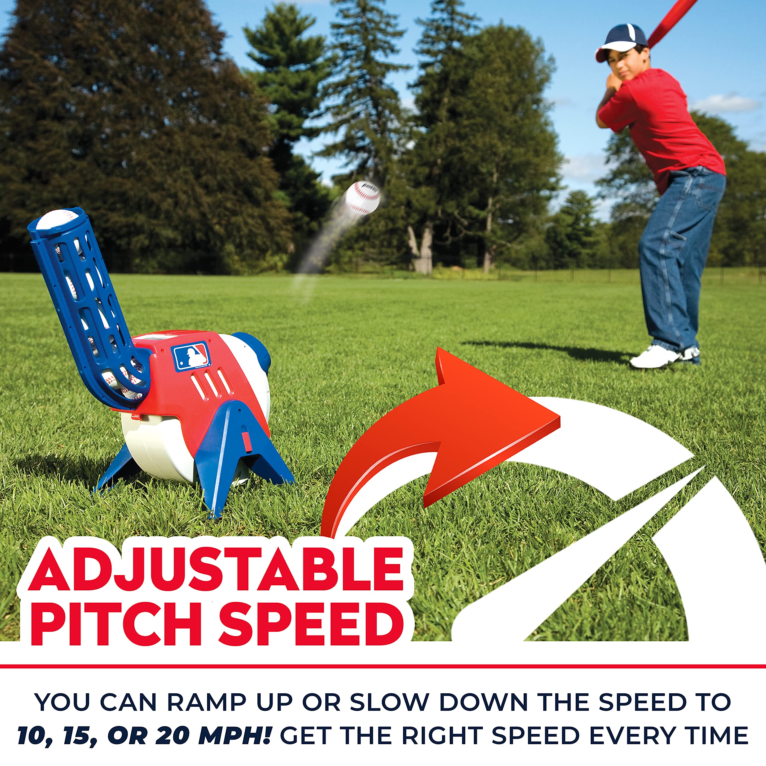 Franklin Sports Kids Mlb Pitching Machine - Mlb Baseball Pitching Machine For Kids Batting Practice - Mlb Power Pitcher With Adj