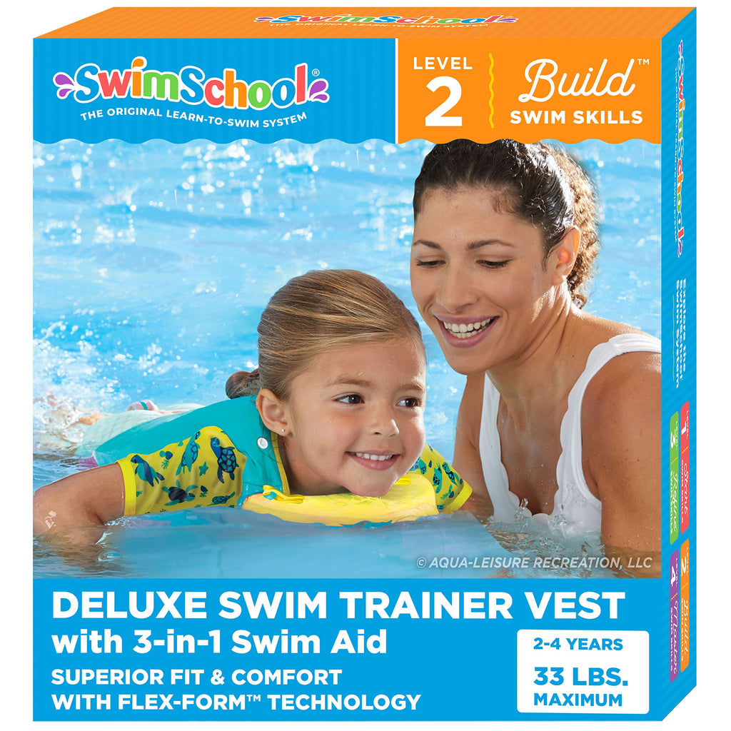 Swimschool Swim Trainer Vest - Easy On & Off Kids Swimming Vest - Sizes: Small/Medium Up To 33 Lbs. & Medium/Large Up To 50 Lbs.