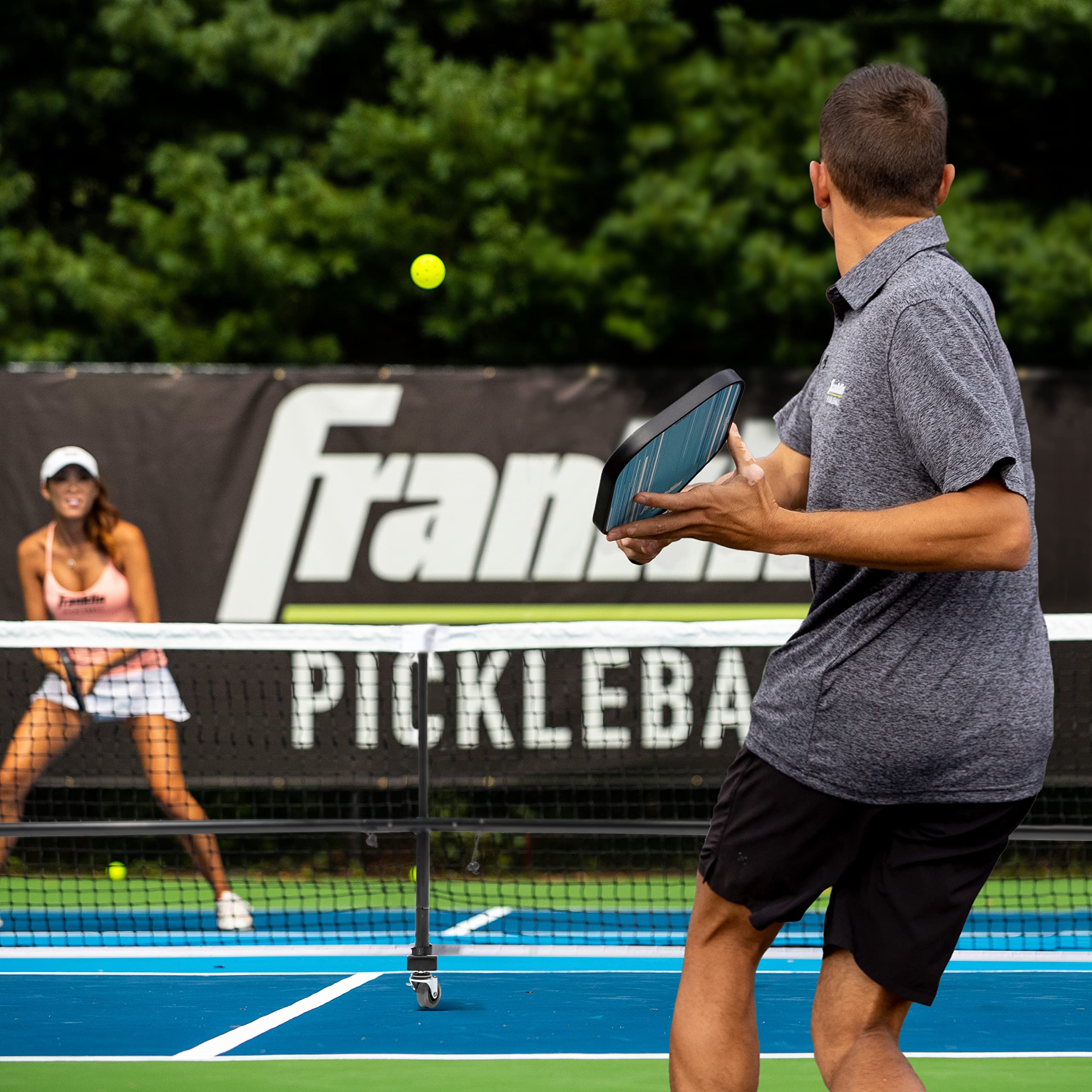 Franklin Sports Pickleball Net - Official Size With Wheels -Superior Portability, White/Black
