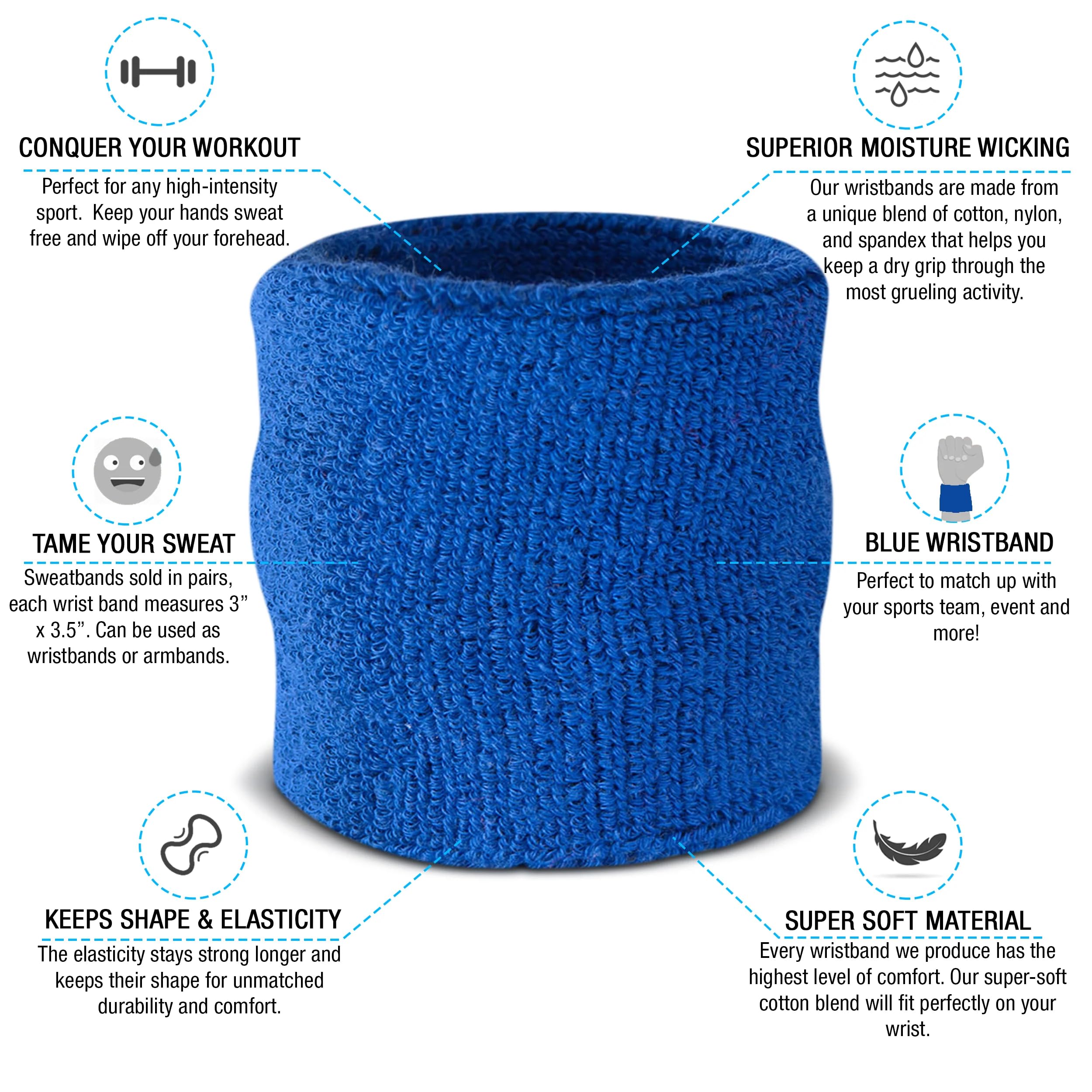 Suddora Wrist Sweatbands, Absorbent And Breathable Thick Cotton Bands For Working Out, Gymnastics, Basketball, Tennis, And Footb
