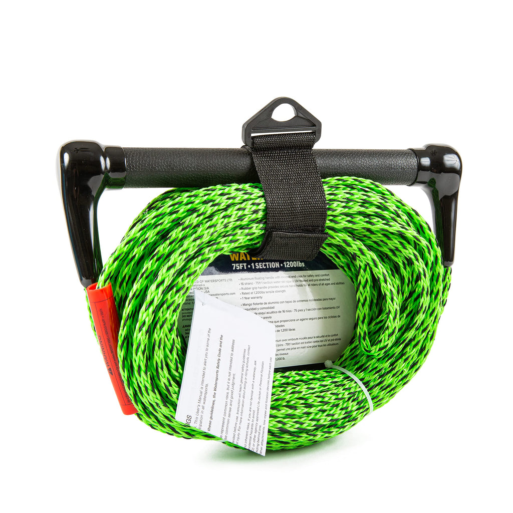 Wow Sports Towing Rope For Wakeboard, Water Ski And Wakesurf, 1-Section Tow Rope With Rubber Handle, 75