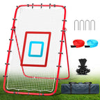 7x4 Ft Volleyball Rebounder Net with 2 Target Stripes, 5-Angle Adjustable Rebounder Net for Practicing Digging, Setting, Spiking