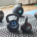 Sporzon! Wide Grip Kettlebell Exercise Fitness Weight, Set Of 3, Includes 5 Lbs, 10 Lbs, 15 Lbs, Multicolor