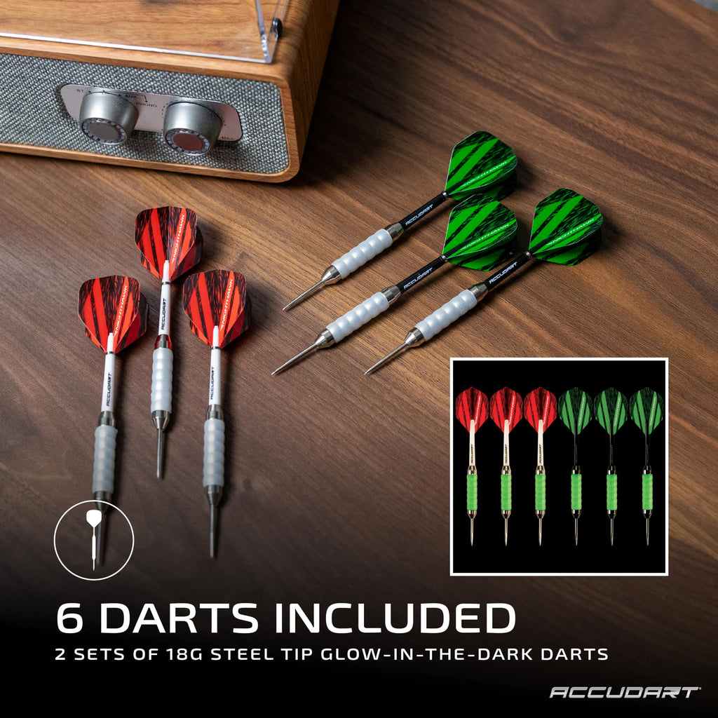 Accudart Nighthawk 2 In 1 Led/Blacklight Bristle Dartboard Surround Set - Official Size Dartboard - 360 Degree Lighting - Blackl