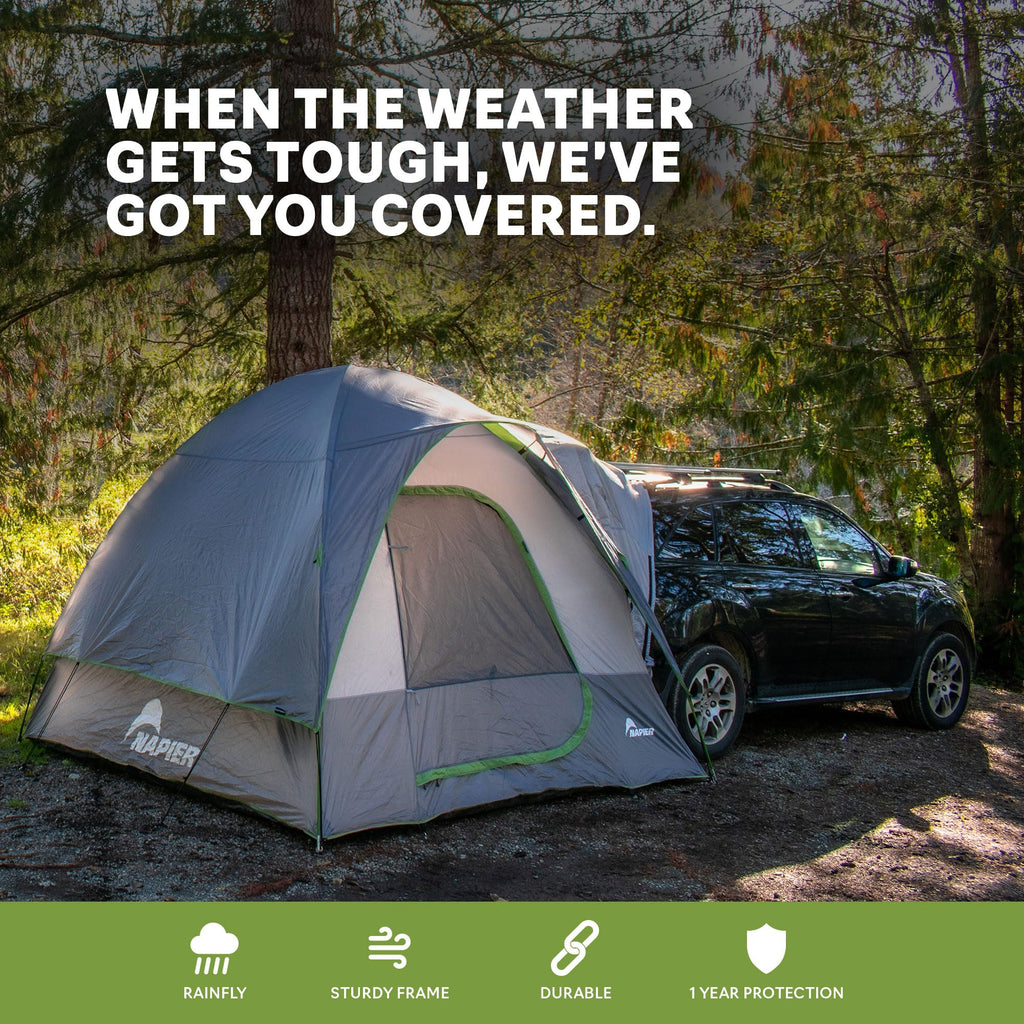 Napier Backroadz Suv Tent | 10' X 10' Vehicle Camping Tent | Fits All Cuvs, Suvs, Minivans | Sleeps 5 | Easy Set-Up | Spacious &