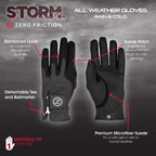 Zero Friction Mens Storm All Weather Golf Gloves, One Size, Black, Pair