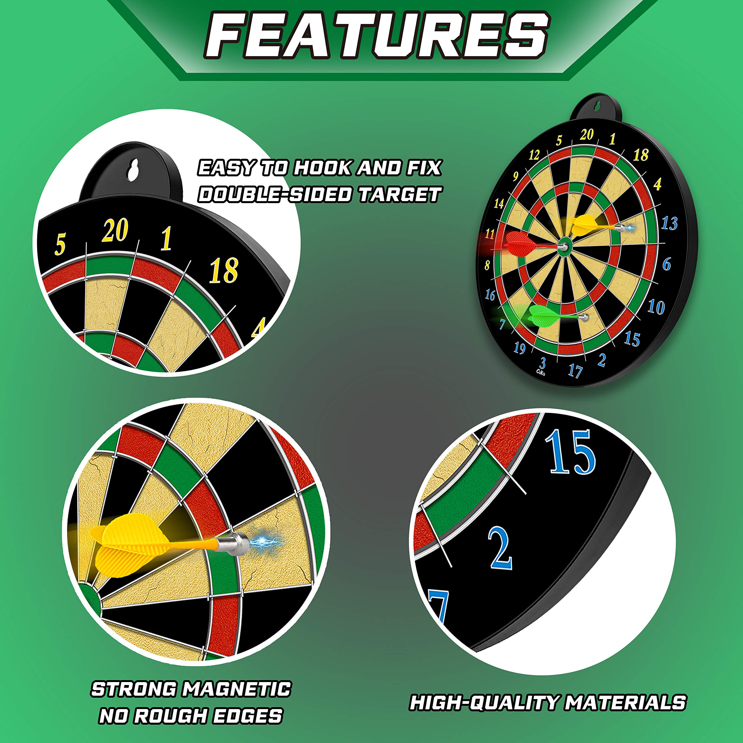 Magnetic Dart Board - 12Pcs Magnetic Darts (Red Green Yellow) - Excellent Indoor Game And Party Games - Magnetic Dart Board Toys