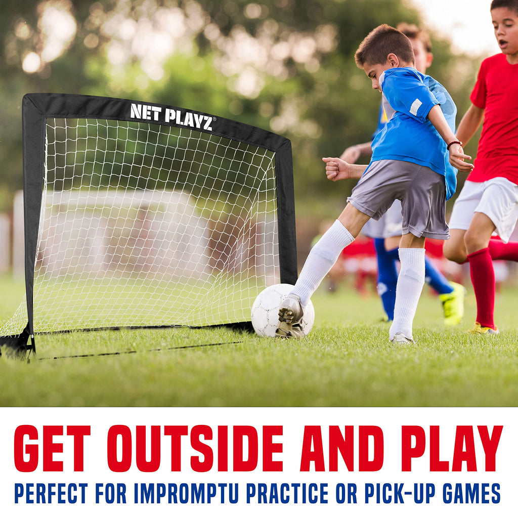 Net Playz 4Ftx3Ft Easy Fold-Up Portable Training Soccer Goal, 36''D X 48''W X 36''H, Set Of 2
