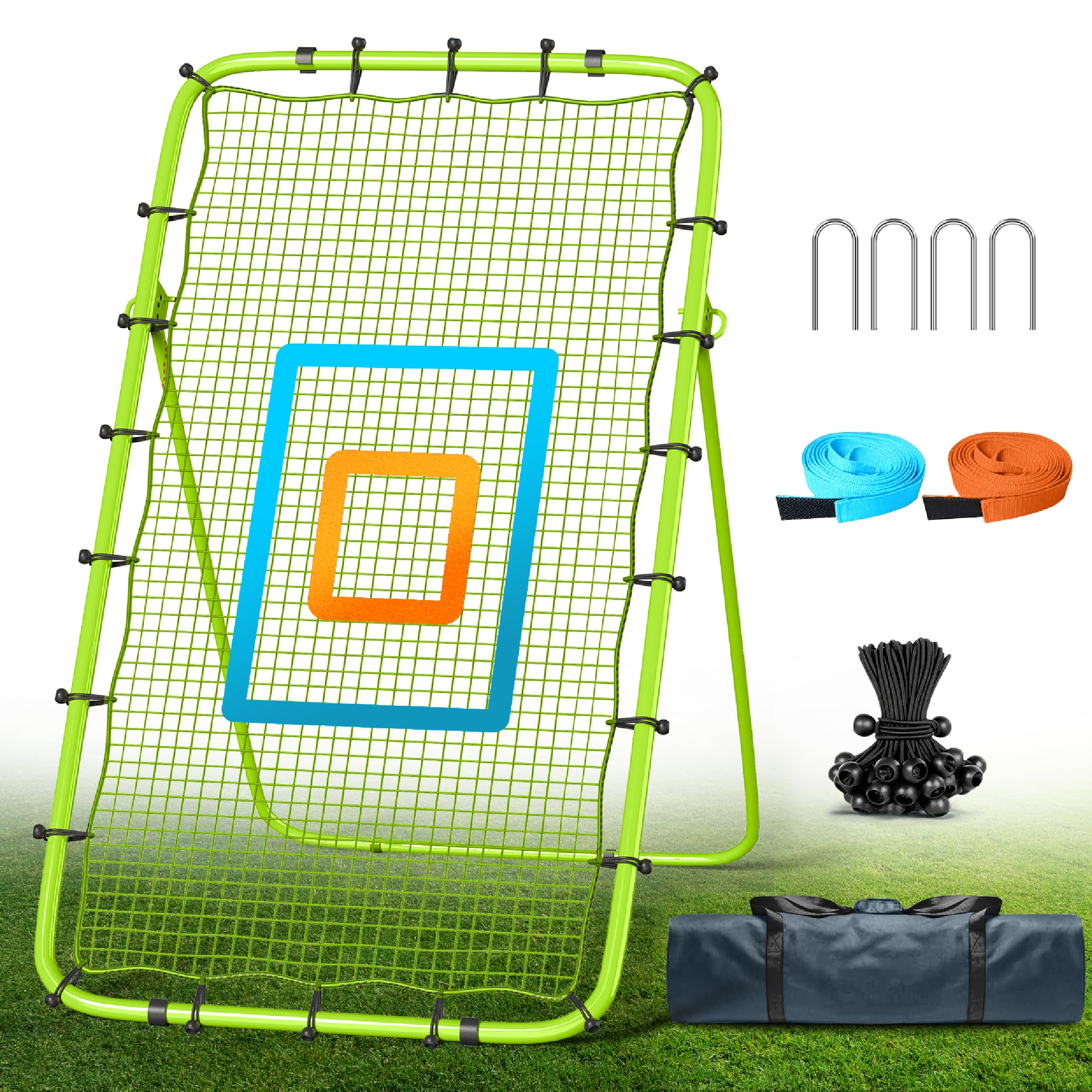Volleyball Rebounder Net 7x4 Ft, 5-Angle Adjustable Rebounder Net with 2 Target Stripes & Portable Travel Bag, 10-MIN Setup Boun
