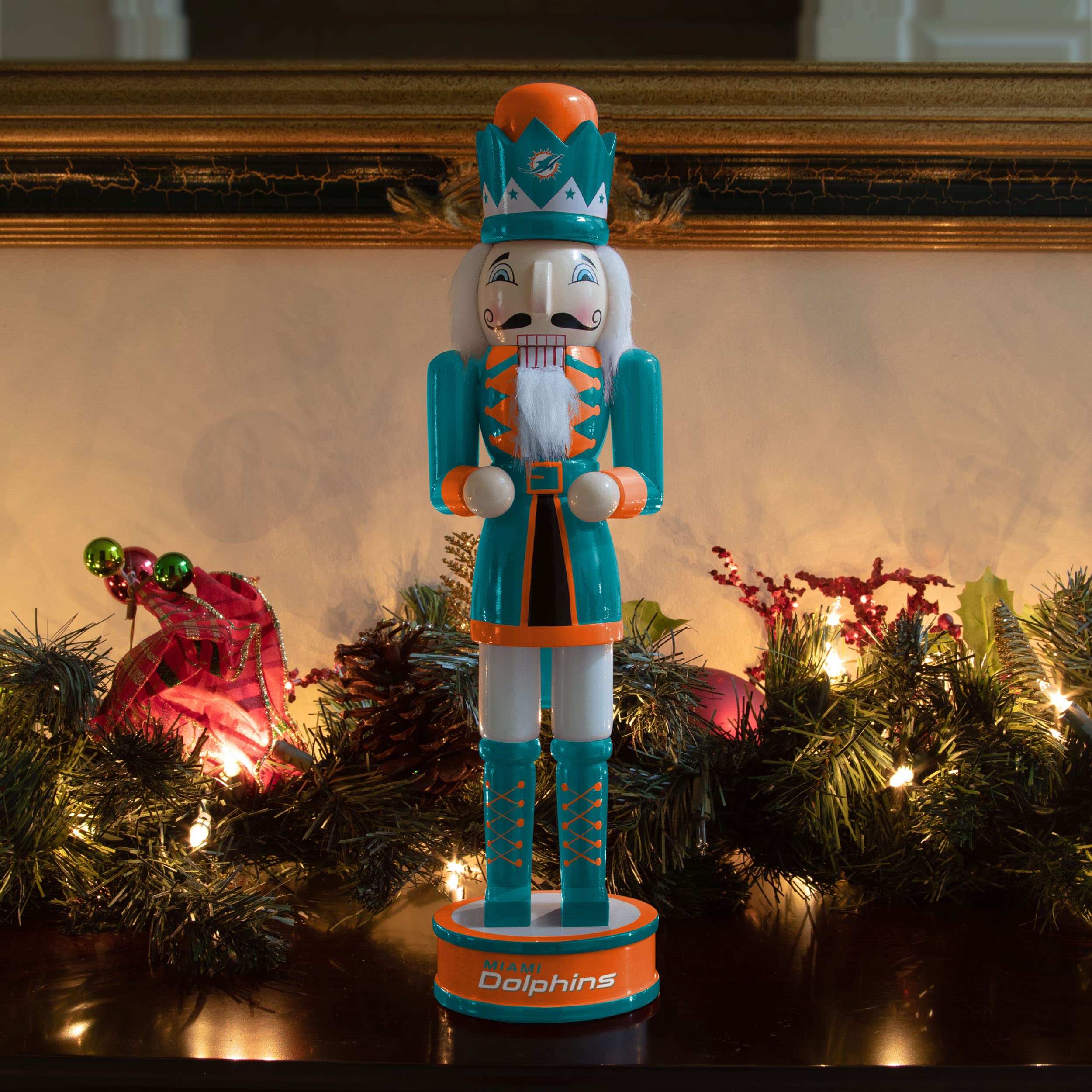 FOCO NFL Miami Dolphins Team Logo 14 Holiday NutcrackerTeam Logo 14 Holiday Nutcracker, Version 2, One Size
