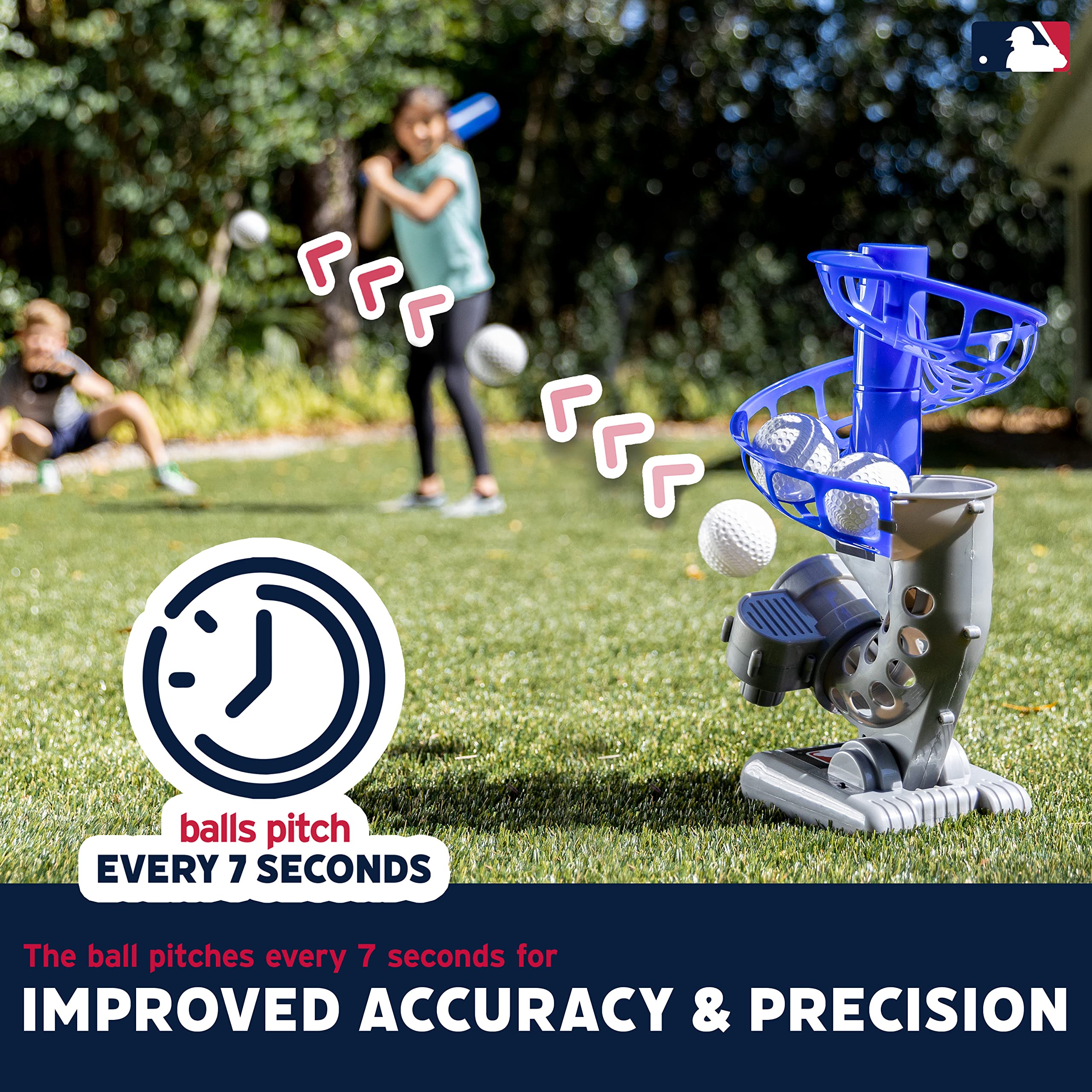 Franklin Sports Mlb Kids Electronic Baseball Pitching Machine - Automatic Youth Pitching Machine With (6) Plastic Baseballs Incl
