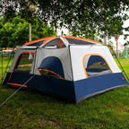 Ktt Extra Large Tent 12 Person,2 Bay-Windows,Family Cabin Tents,14'Lx10'Wx6.58'H,2 Rooms And 3 Doors 3 Windows With Mesh,Waterpr
